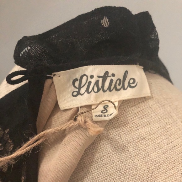 Listicle Layered Black Dress in Black and Cream - Picture 8 of 10